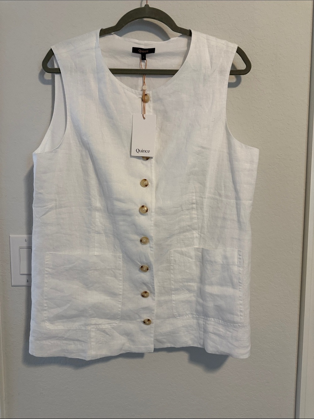 Quince Ivory Sleeveless Button-Front Top - Picture 4 of 6